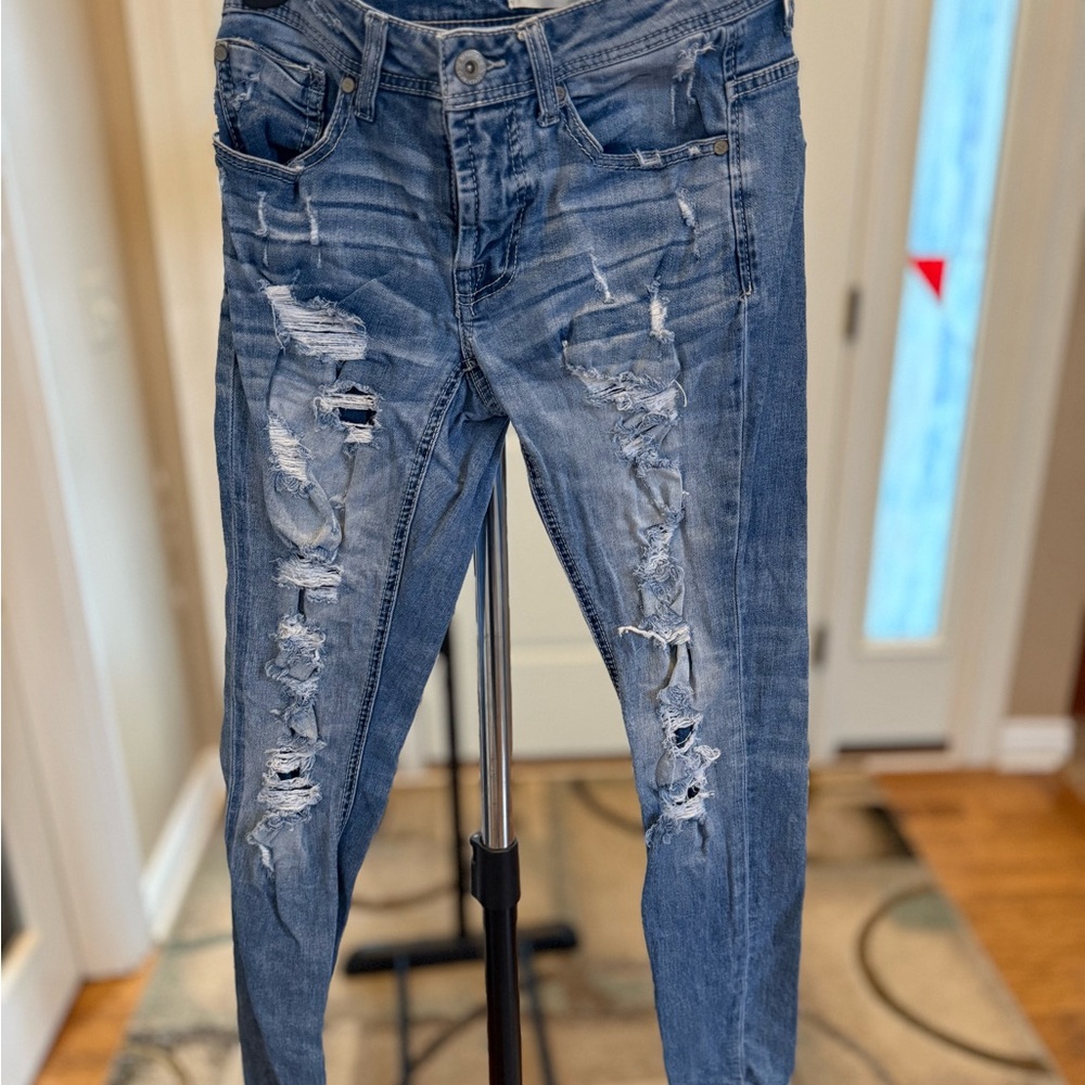 Buckle Distressed Blue Jeans 27s